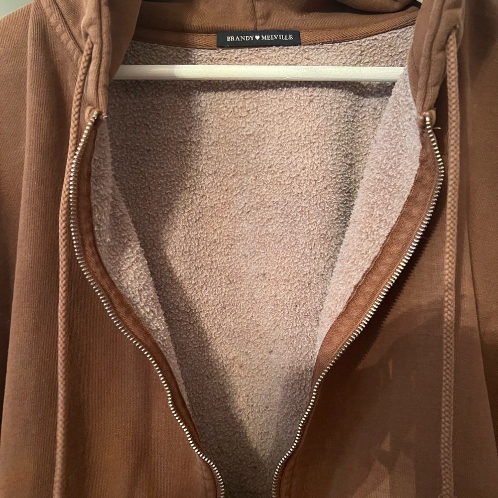 New brown oversized Brandy Melville Christy zip up - Picture 3 of 3